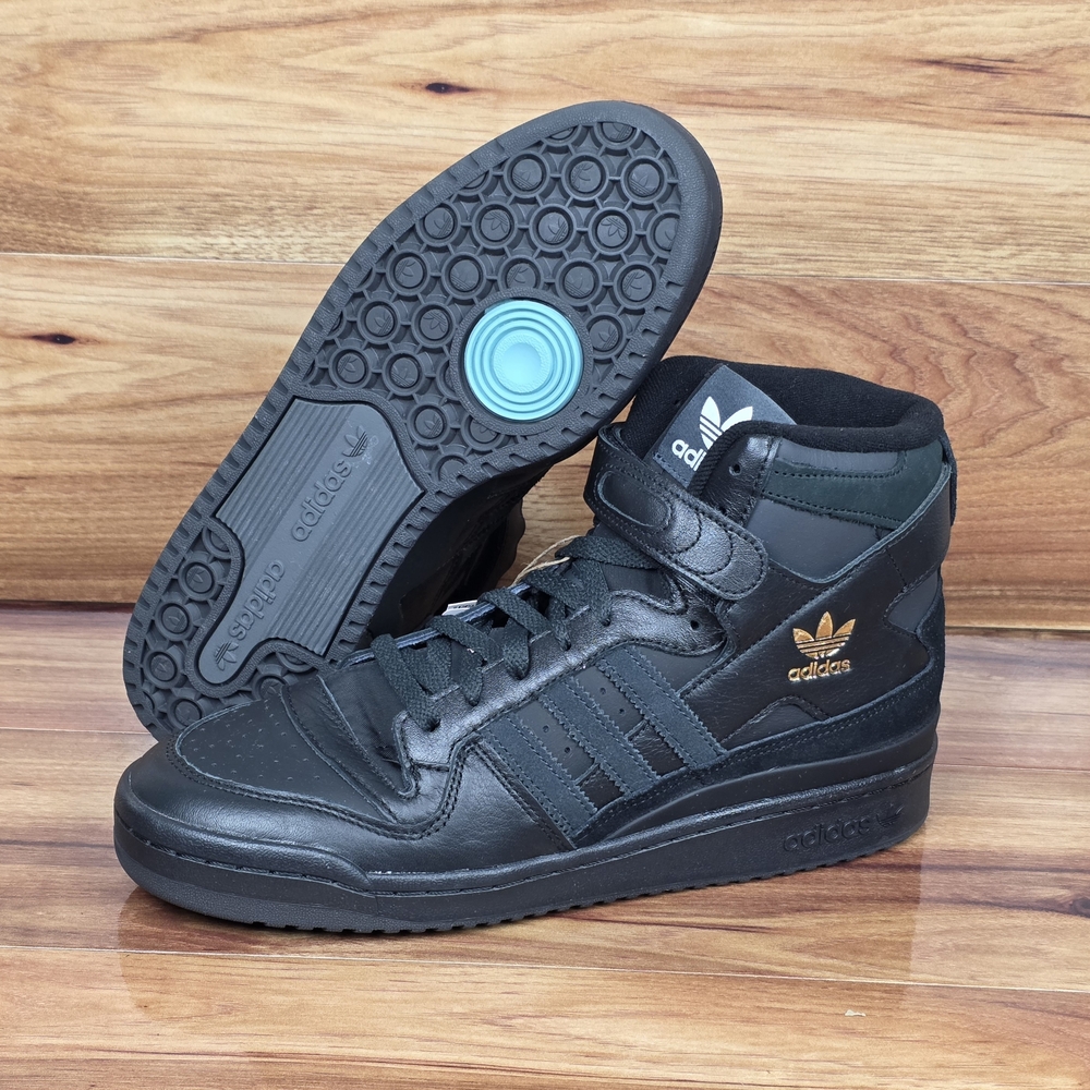 Adidas Forum 84 High Black Gold Leather Sneakers ID7315 Men's Size 10